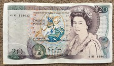 INGLATERRA: Billete de 20 libras en buen estado. Cajero jefe Gill. 41M 898632