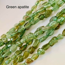 Authentic Green Apatite Potato Tumbled Nugget Gemstones Beads 6 8mm -15" Strand