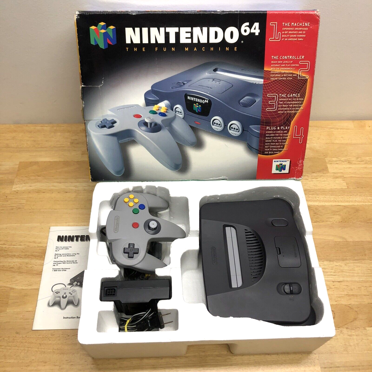 Nintendo 64 Console in Box & Authentic Grey Controller with Tight