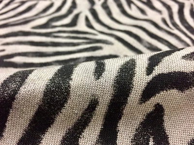 ZEBRA Animal Print Fabric Linen Cotton Blend curtains Black Stripes 55'' wide