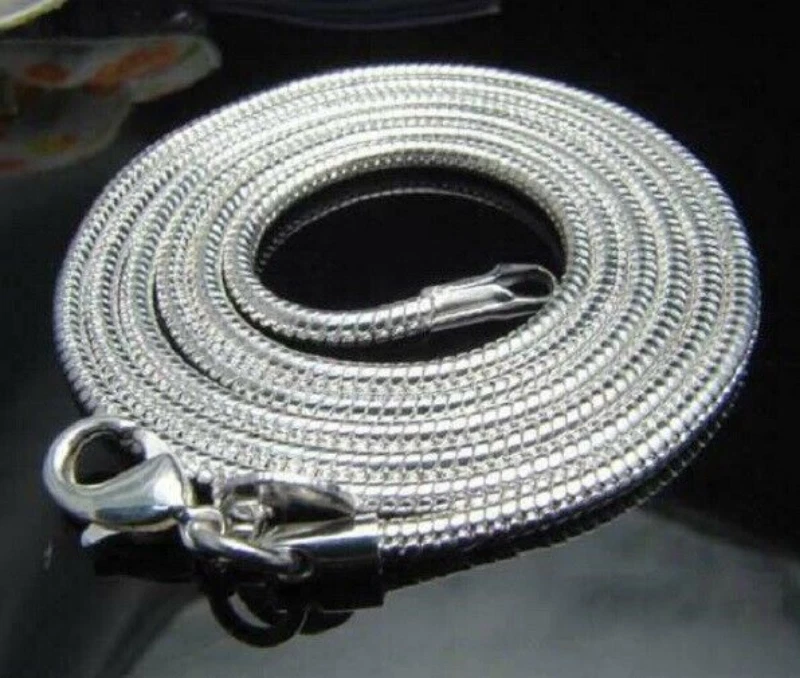 Collana A Catena A Forma Di Serpente In Argento 925 Rodio 50Cm - Foto 6