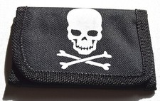 NEU Piraten Totenkopf und Kreuz Knochen Material schwarz Geldbörse 11x7cm Jungen Kinder