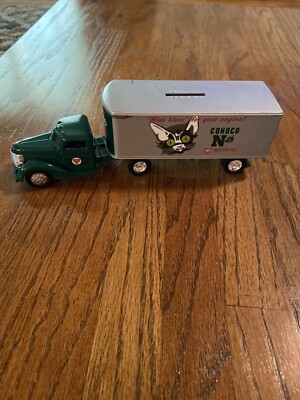 Toy Bank ERLT 1948 Conoco Motor Oil Tractor Trailer Die Cast Bank