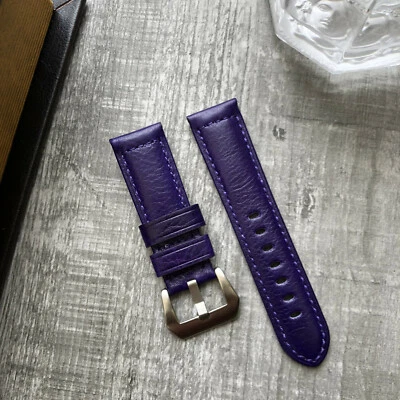 Violet Italien Cuir de Veau Bracelet Montre Pour Panerai Luminor Marina Pam 22mm - Photo 1/4