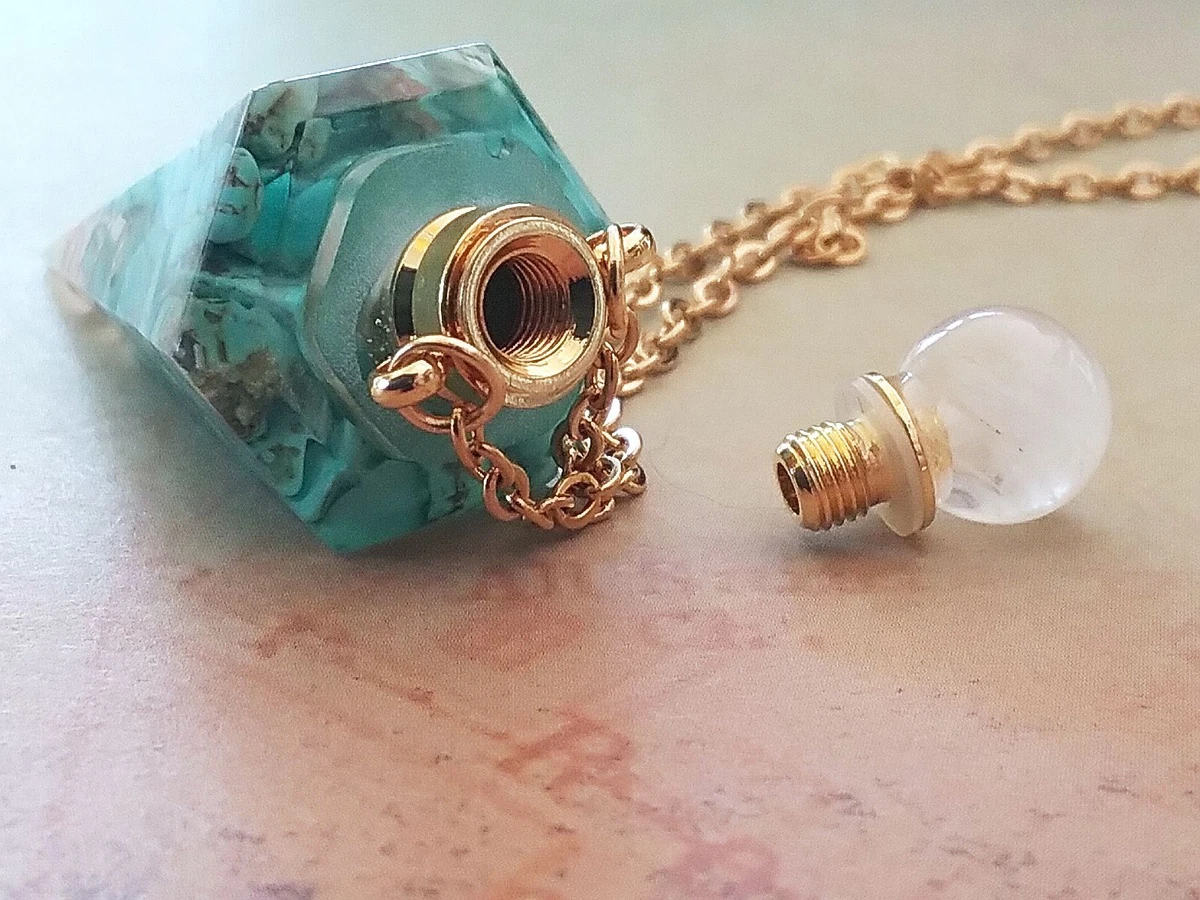 TURQUOISE Urn Necklace Cremation Jewelry ORGONE TURQUOISE URN