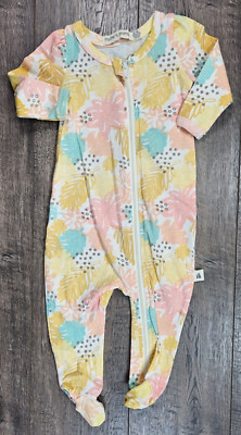 Baby Girl Clothes Mother's Promise 3-6 Month Yellow Floral Footed Outfit
