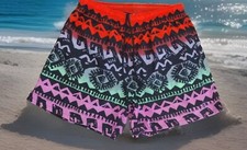 Hobie Swim Trunks Shorts XL Tribal Waves All Over Print Vintage 90s Aztec