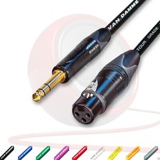 GOLD Female XLR to  TRS Jack Lead. Balanced STAR QUAD Mic Cable. Short 10m 20m