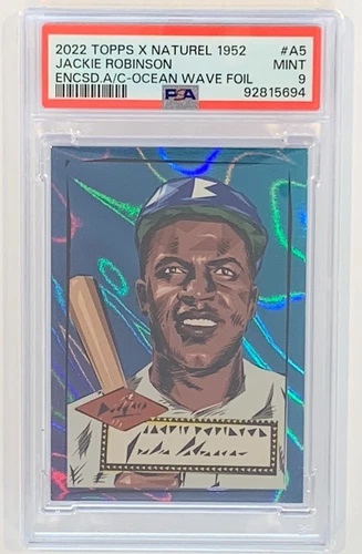 Jackie Robinson 1952 Topps by Naturel (2022) Dodgers #/5 Ocean Wave Foil PSA 9
