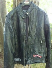 Diamond Plate Mens Black Buffalo Leather Motorcycle Jacket Coat Size XL