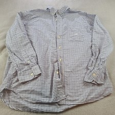 Chaps Men's Adult Large White Blue Checkered Casual Button Up Dress Shirt