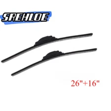Pair 26"+16" Quality Windshield Wiper Blades Streak-Free Spotless J-hook