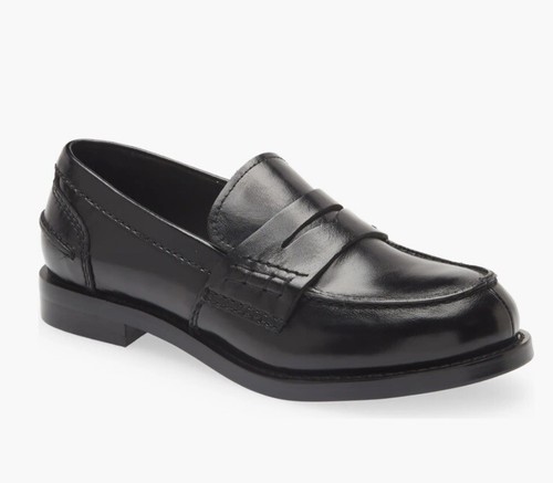 Jeffrey Campbell Women's Black Leather Colleague Penny Loafers Sz 10 $150 - Picture 1 of 17