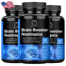 180PCSBrain Booster Nootropic Supplement Improve Memory & Focus,Cognitive Health