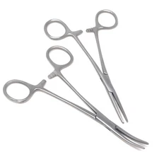 Dog Cat Pet Grooming Hemostat Hair Puller 5.5" Curved+Straight Stainless Steel 
