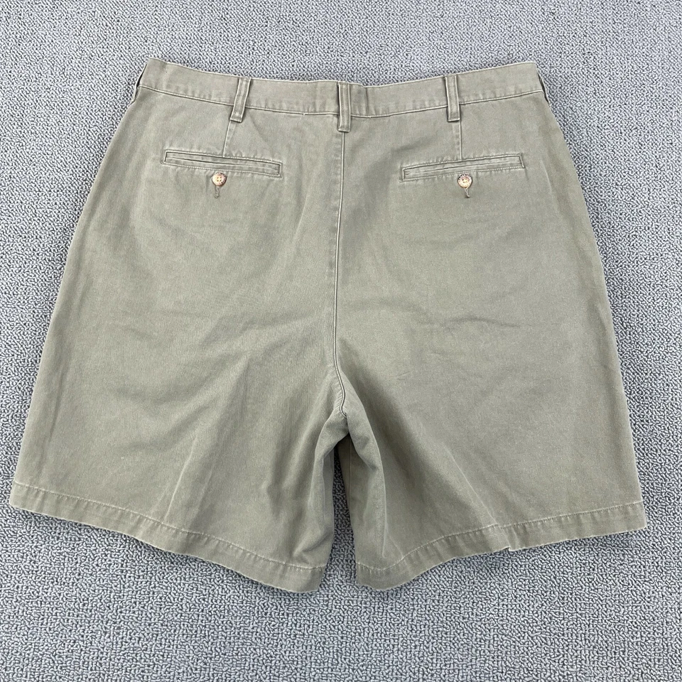 Cambridge Classics Mens Chino Shorts Size 38 Pleated Khaki Green 100% Cotton - Image 2 of 4
