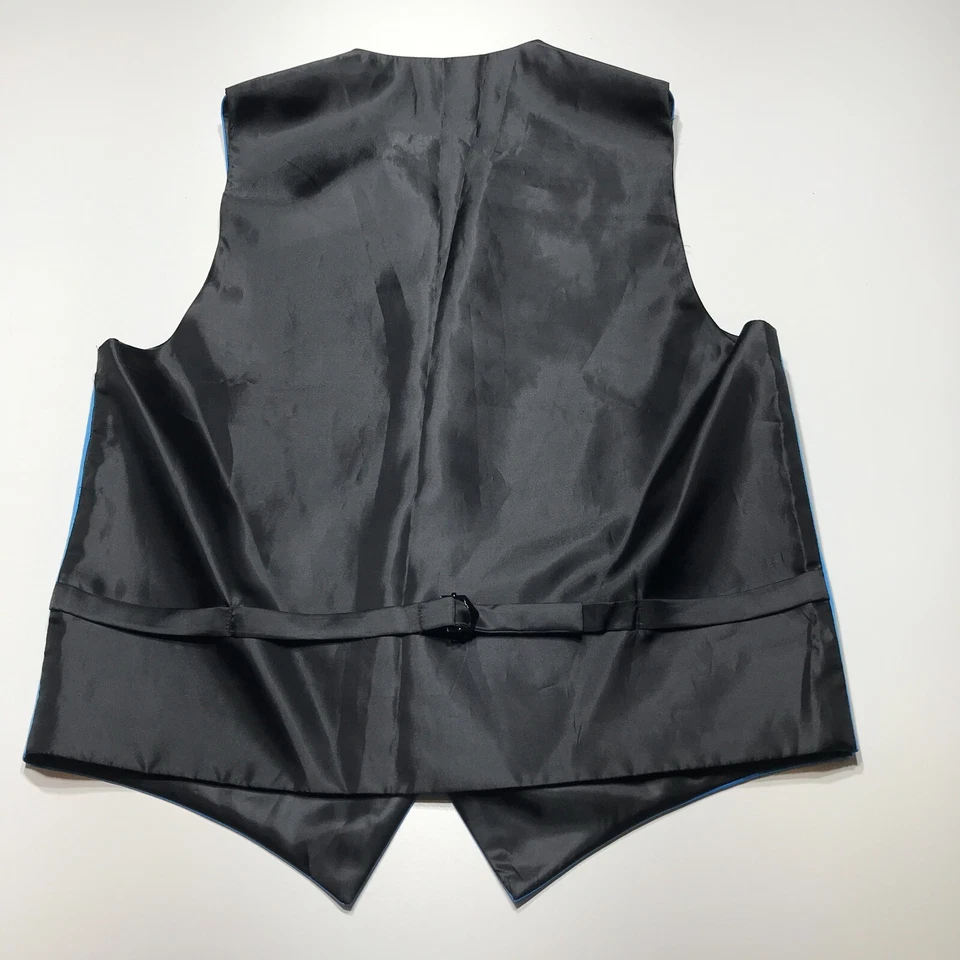 Retro Paris Suit Vest Mens Size XS Blue Black Button Up Tuxedo Wedding Formal - Image 3 of 4