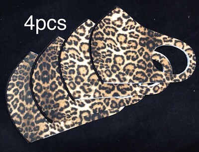 2pack x 2 Cheetah Stretch Cloth Face Cover Washable Fashion Handmade Mask