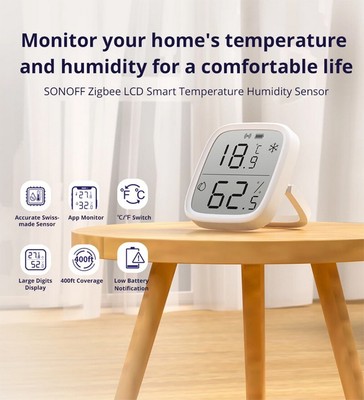 Smart Temperature Humidity Sensor Real-time Monitor Fit Alexa Google Assistant