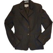 Jigsaw Dark Grey Pinstripe 100% Wool Blazer Jacket Size 12 Work Formal Office