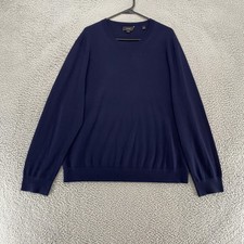 Vince Merino Wool Sweater Mens XL Navy Crewneck Lightweight Quiet Luxury Knit