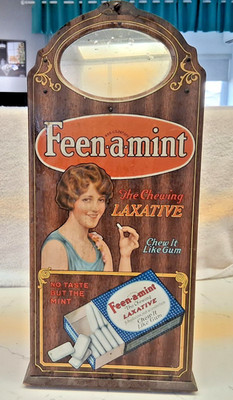 Feen-A-Mint, The chewing Laxative, Great looking Old Store Display.