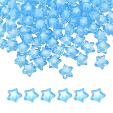 250pcs Acrylic Star Beads, 11mm Star-Shaped Pony Loose Spacer Beads, Sky Blue