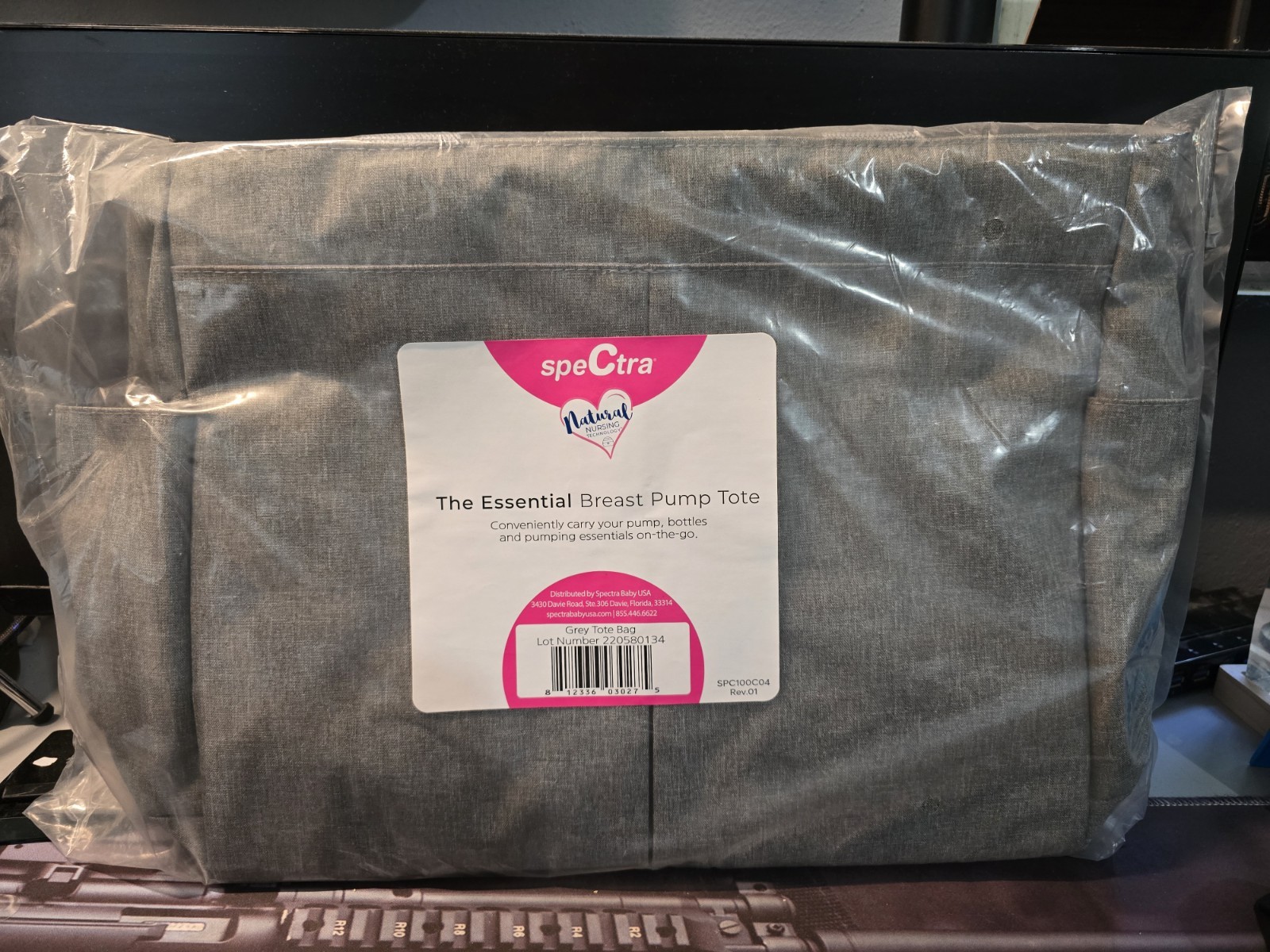 Spectra Breast Pump Grey Carry Tote Bag 16x12 Essential Canvas  -image