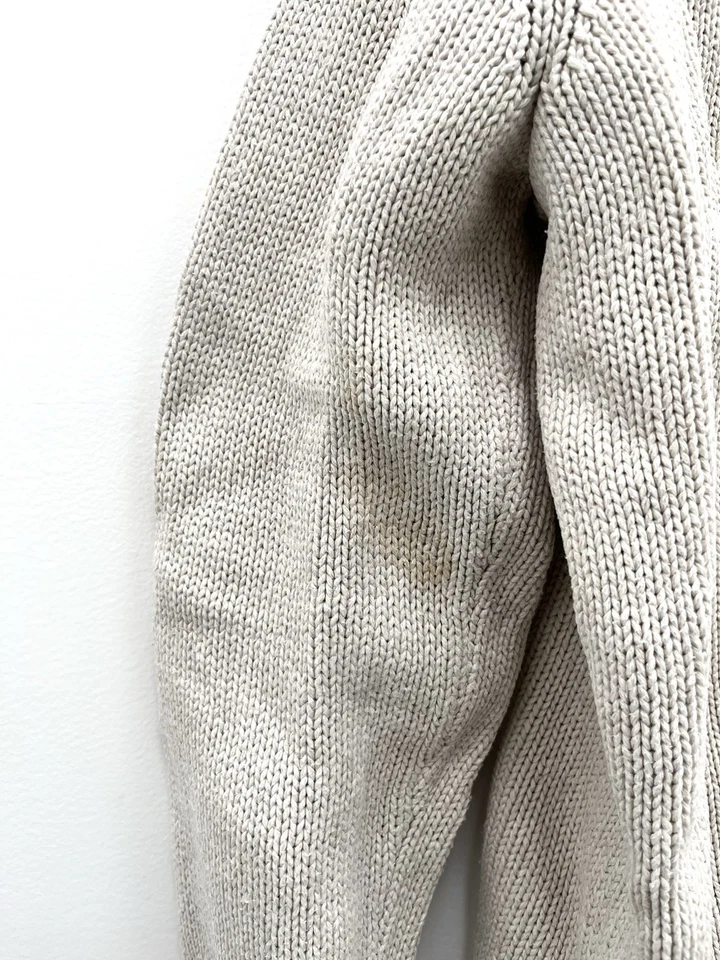 J. Suéter Crew Oarsman Para Hombre Grande CREMA MARFIL Cuello Redondo Tejido Pescador Foto 3 de 4