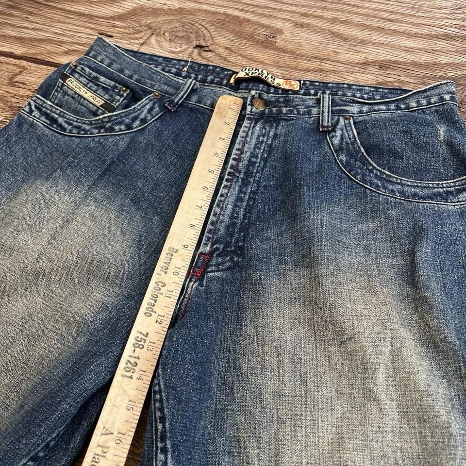 Jeans de mezclilla holgados lavados azul oscuro vintage Y2K talla 38 skater grunge Foto 4 de 4