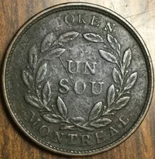 LOWER CANADA BOUQUET UN SOU HALF PENNY TOKEN