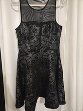 Juniors Black Jacquard Cocktail Party Dress, Size L, Worn Once
