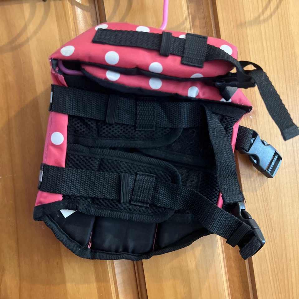 Extra Small Paws Aboard Doggy Life Jacket Pink/ White Polka Dots. - Image 2 of 3