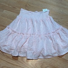 Carters Kid Girls Pink Eyelet Tiered Skirt Smocked Waist Size S 6/7