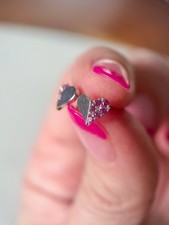 Mini Hearts with Pink CZs 14k White Gold Studs