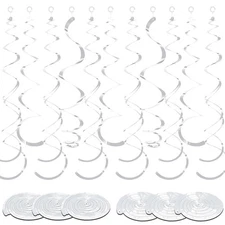 36 PCS Hanging Swirl Party Decorations Black Gold Silver Streamer Ceiling Decor