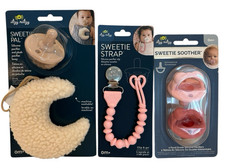 New Lot Itzy Ritzy Sweetie Pal Moon - Pink Strap - Silicone Pacifiers Soothers