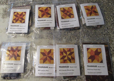 8 Quilt Block Fabric Kit sets Thangles Star Whirly Four Patch Chevron Pinwheel