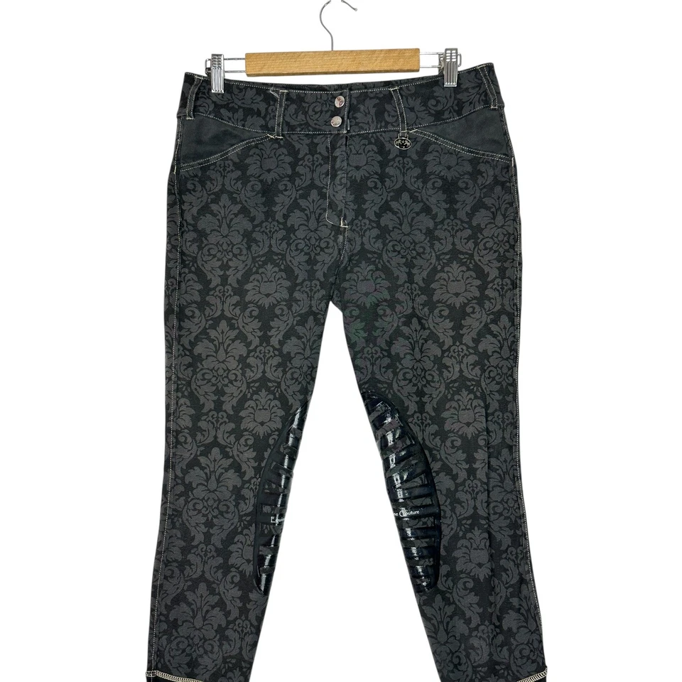 Calça de Equitação Equine Couture Feminina Natasha Calças Damasco 32 Preta Equestre - Imagem 2 de 4