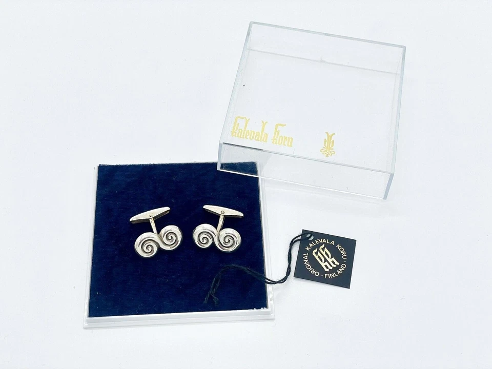 Gemelli in argento sterling con gioielli Kalevala, regalo vintage... - Immagine 2 di 4