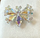 Vintage B. David Rhinestone Butterfly Brooch Classic Sparkle Costume Jewelry