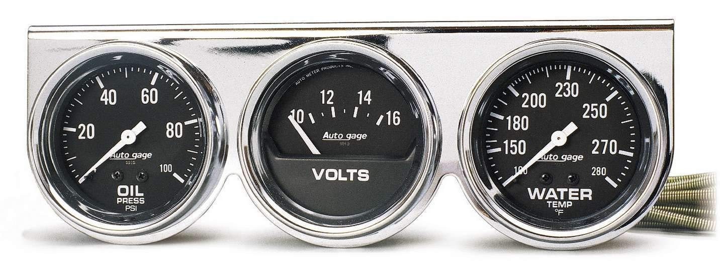 Water Volt Gauge With Chrome Console 2.625 In.