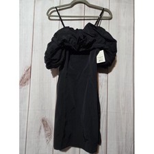 A New Day Womens Black Ruffle Off Shoulder Spaghetti Strap Mini Dress Size 4