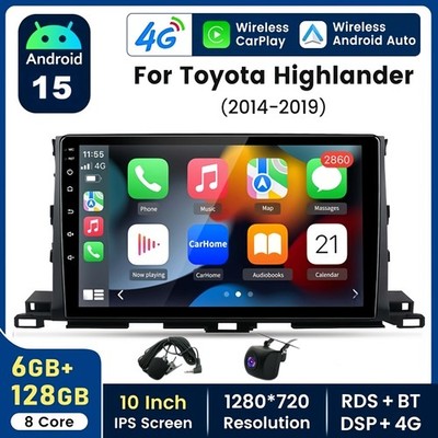 Android15 For Toyota Highlander 2014-19 Radio 128GB 8Core Car Stereo GPS CarPlay