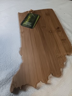 Totally Bamboo Destination Indiana State Shaped Serving & Cutting Board