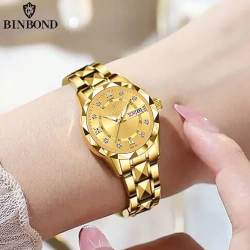 BINBONG Women's Luxury Fashion Watch Waterproof Luminous Stainless Steel Gift Bo - Afbeelding 10 van 19