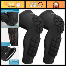 Padded Knee Shin Guards Compression Sleeves for Football, Basketball, Soccer -