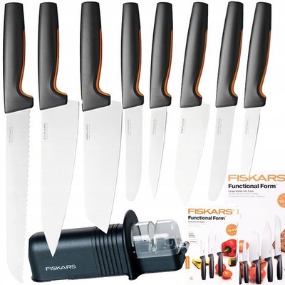 FISKARS FF MESSERSET 8 KÜCHENMESSER + MESSERSCHÄRFER, MESSER, MESSERN, OVP, NEU