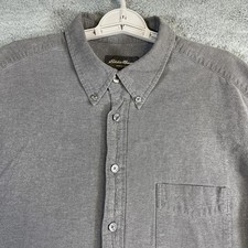 Eddie Bauer Shirt Mens XL Tall Heather Gray LS Cotton Workwear Button Down GUC