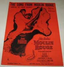 1953 "THE SONG FROM MOULIN ROUGE Where Is Your Heart" SHEET MUSIC FREE SHIPPING